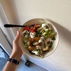 Add greek yogurt as a addition to the souse and an apple :)