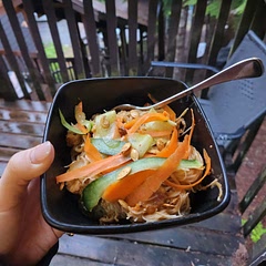 Added some extra veggies and didn't do lentils, toped with cucumber carrot and butternut squash seeds, yummy!