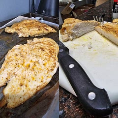 Very easy recipe to follow with minimal ingredients.  The hardest part of the whole recipe was pounding the chicken flat.  Came out juicy and flavorful,  especially paired with veggies and sea salt!