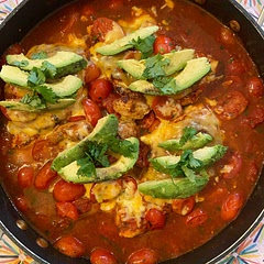 Very tasty and filling low carb dinner.  We followed the suggestion of other cooks and added fresh grape tomato’s we also topped each piece of chicken with avocado slices and cilantro. Flavorful change of pace for an easy weeknight dinner