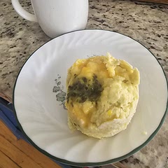 I added a bit of fresh basil and some shredded cheese right before tossing in the microwave. 