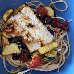 Halved the cook time on the vegetables and served with spaghetti. 