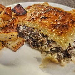 Good recipe. I love the textures of the phyllo. Wasn't sure what to serve it with since I have never had it before, but I figured I couldn't go wrong with meat and potatoes.