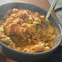 This was delicious and also very simple and quick to cook. I served it over couscous and used diced can tomatoes instead of fresh ones. 