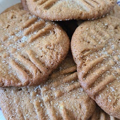 I made two batches. The first was a bit big, and I over baked them a little (still good, though). Don't make the dough balls too big and stick to 10 or 11 minutes, as the recipe says! For the peanut butter, I did about 2/3 cup creamy and 1/3 cup crunchy for added texture. It did not ruin the cookies. I took them out of the oven when they were almost done, sprinkled with sugar and nutmeg, then put them back in for an extra minute. Super yummy.