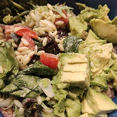actually amazing salad! very delicious, highly recommend. i used spinach and mixed greens and used leftover lemon garlic chicken. 