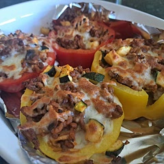 Very yummy and easy to make. I split my bell peppers in half instead of a full bell pepper per and turned out great ! Substituted with ground meat and still turned out delicious 
