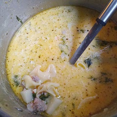 I made it with tortellini it was good very flavorful, just next time, I'll leave those out.