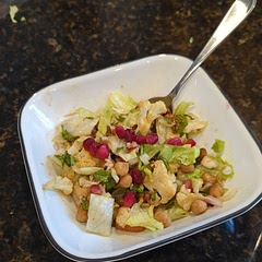 I only substituted ingredients out of necessity: iceberg lettuce for mesclun, yellow mustard for mustard seed.  There was one ingredient I simply didn't recognize and left out.  In spite of my changes, it was still good