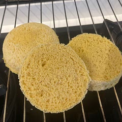 Easy to make and very bread like indeed. Slices no problem once you let it cool down. Super happy with this recipe will definitely make it again. 
My only gripe is that one bun is 330 calories !