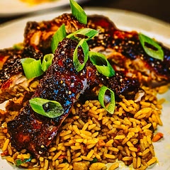 These are AMAZING.
Instead of putting dry mustard in the rub, I brushed the ribs with mild dijon mustard, rubbed the rub into that, and threw some more over top.

Stir fried some spicy rice to go with it. 

Seriously. Amazing.