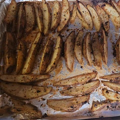 Picture does not do justice but SO GOOD. Did not make the sauce, did not need to, they were delicious on their own. Did bake 5 minutes longer (but also made extra) and broiled for 4-5 minutes after. Amazing. Maybe the best potatoes ever? 🤔