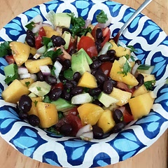 A very summer feeling salad  and tasty
Next time, I will trade out the parsley for cilantro and 
would use half as much Maybe add some corn too
