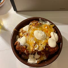 Followed recipe but put potatoes in the ninja at 200 for 20mins on steam air fry. Added roasted peppers and aubergine from a jar I had in to the sauce. Served with Albondigas, melted cheese and aioli. Tasty