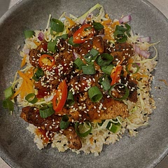 loveddd this. was the perfect refreshing meal, however i made it without the nuts. super simple and delicious.