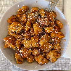 used half the sugar, put more soy sauce and it was still very sweet
also used more chicken but the same amount of sauce for the 4 portions and it was plenty
 lots of dishes to wash, other than that its great