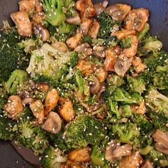 I'm not personally a sesame chicken fan, my husband is, but this was really good. I added mushrooms. Next time, I think I'll add some carrots and water chestnuts as well. 