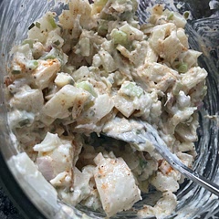 Replaced the lobster with a can of hearts of palm, whole. Just sort of shredded them up. So good!  Also added old bay seasoning.  Will definitely be adding to lunch rotation.