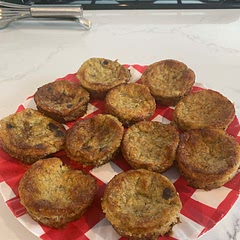 Used almond flour and monk fruit for sugar substitute. Very moist. I put dark chocolate chips in some of them