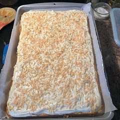 I had sweetened coconut so I used it. I toasted some and added it on top. I loved it. I have zero friends that like coconut. I might try it without any.
