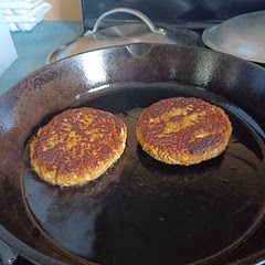 Recipe worked really well and the burgers had good texture. You can tell protein is missing. I might play around with adding beans or lentils and see if it holds together as well.