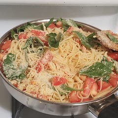 I used diced tomatoes instead of cherry tomatoes. It was really good! 
