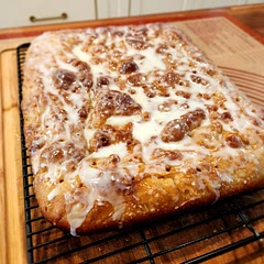 I used my own sour dough focaccia recipe and followed the recipe after that. This is a dangerous treat. It is not too sweet and has an amazing texture. So good. 