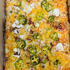 Used the sourdough focaccia to make her newer recipe Jalapeño Popper Focaccia.
