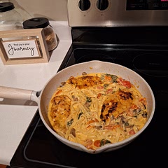 Added more tomatoes, sauce, fettuccine noodles, and mushrooms it turned out pretty good! 