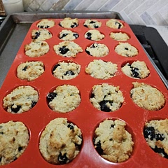 They didn't really rise. Maybe needs baking soda? Kinda needs more moisture too, they were just really crumbly. I thought they were pretty bland, but my husband liked them. 