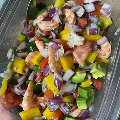 Easy to make!! Simple but delicious. Happy it’s low calorie and I can add more protein to it by adding more shrimp. Forgot to add the cilantro. Added a yellow bell pepper.