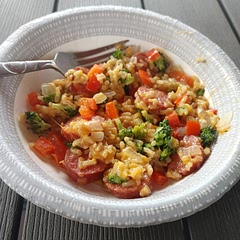 Decent quick meal. I used a bag of 90 second microwave rice and followed the rest as written. I think I'll only put the cheese on top next time because it was a little overwhelming when it was mixed through the meal. I also need to chop up the peppers a little finer, but it was definitely worth the effort and everyone enjoyed it.