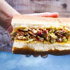 The Tiktok trend of chopped salad but as a sandwich filling. Very tasty.