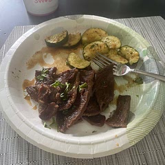 I added a little shredded Parmesan to the zucchini and this is our new go to packed with protein! Quick and easy!