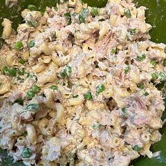 I proteined this one up.  I did everything the same but put in two big cans of tuna.  I used chickpea noodles.