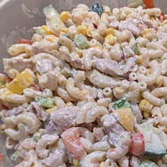 The whole family loved this salad. Definitely be generous with salt and pepper. The Ritz crackers added a nice buttery flavor. 
