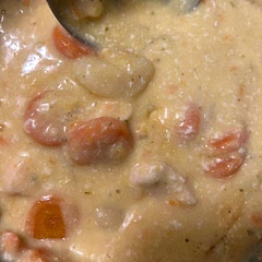 I added 
* 2cans of cream of chicken soup
* 2 tbsp of ranch mix
And I also used a crockpot it came out so amazing this would be great for holidays and this dish is my husband’s favorite of all time