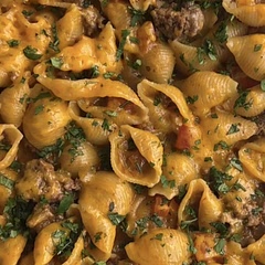 ⭐⭐⭐⭐⭐—loved it. Made for a small group, but would easily leave leftovers for just the two of us. This came together quickly and was absolutely delicious. Bonus, one pan makes for easy clean up. 