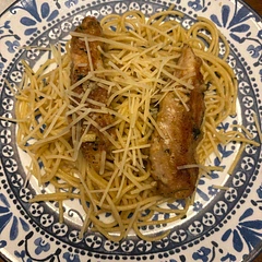 This was fantastic! Only things I did differently was halved the lemon amount and added about 1/2 cup of chicken broth. Very good recipe! Whole family agreed.