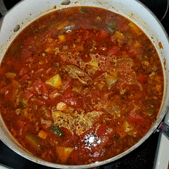 Instead of adding beans, I used pork sausage. Very good