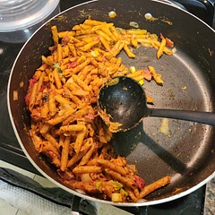 The recipe was good. I put more chicken broth in than 2 cups to let the pasta cook better. Also I would put less than a whole onion and more cayenne pepper but otherwise really good.