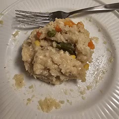 Sautéed the onions and garlic first. Rice did not turn out well. Next time need to add cream of chicken and veggies after cooking rice. 
