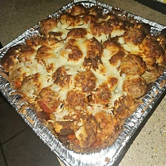 It was delicious, but even baking the biscuits beforehand didn’t prevent them from being soggy and off-putting. I’ll definitely put them on top or just leave them as a side next time.