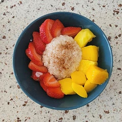 only used 1/4 cup of sugar and also added cinnamon on top it was very yummy 