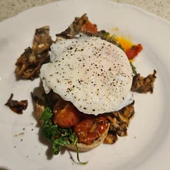 Used a mix of spinach and rocket as the greens. Simple and quick. Delicious!!