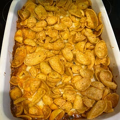 I used Rotel, black beans and canned chipotle salsa.  I didn’t have enough cheddar so I used pepper jack too.  Amazing