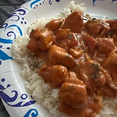 Cheated and used a can of tikki masala sauce I found at ALDIs, made over jasmine rice