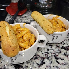 Used Sweet Baby Ray's original BBQ sauce. Loved it, my husband loved it! I could've done with less sweet BBQ sauce though, but still good. I didn't have onions to saute, but I used onion powder with rest of spices. I had Penne pasta. 