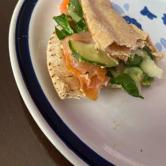Made homemade hummus and replaced the tortilla with peta bread