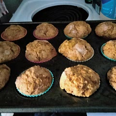 Subbed out walnuts instead of chocolate chips, and doubled the recipe. Super yummy and fluffy- even with whole wheat flour!